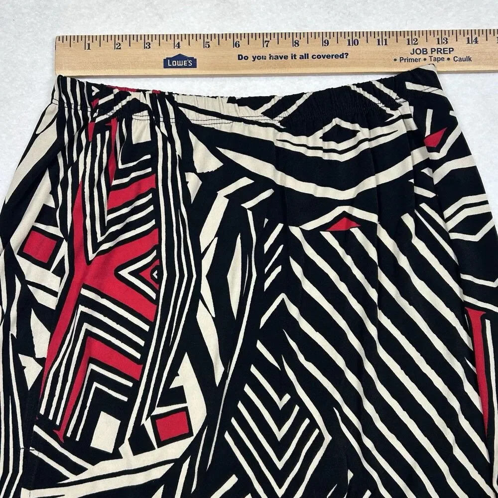 Boston Proper Maxi Skirt Small Black Red African Geometric Long Slit USA Vtg?